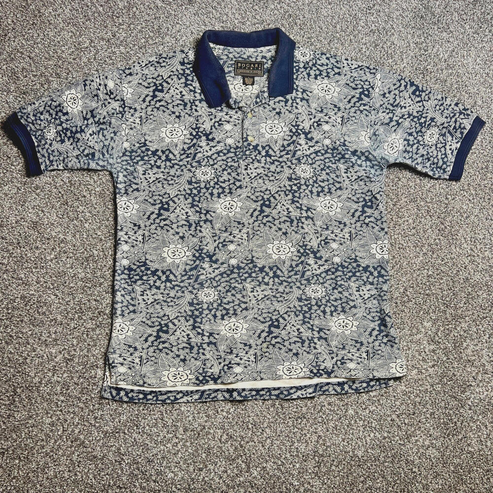 BOGARI 100% Cotton‎ Vintage Men's Polo Navy Size L